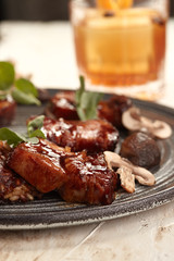 delicious artisanal whole smoked slab bacon pork belly