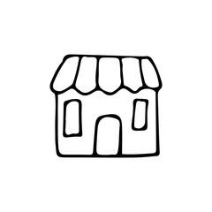 Doodle shop vector illustration. Hand drawn store vector illustration on white background