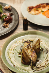 heart palm palmito on plate gourmet dish