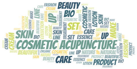 Cosmetic Acupuncture word cloud collage made with text only.