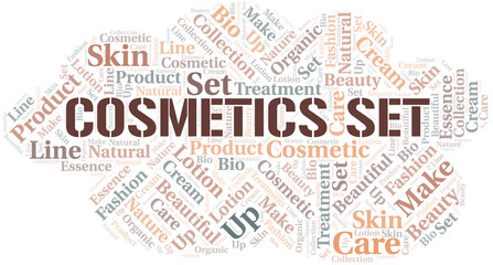Fototapeta premium Cosmetics Set word cloud collage made with text only.