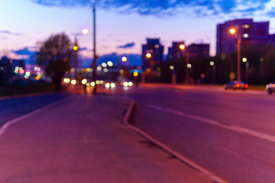 night background of the city light bokeh. Blurred abstract background