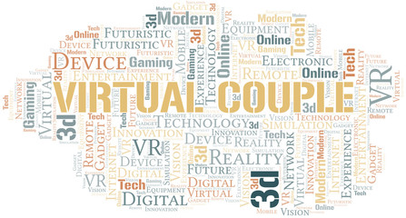 Obraz premium Virtual Couple word cloud collage made with text only.