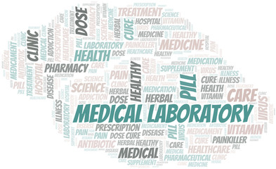 Medical Laboratory word cloud collage made with text only.