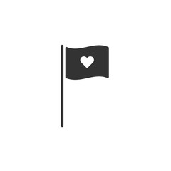 Heart on flag icon. Vector Illustration