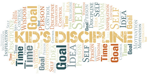Kid's Discipline word cloud collage made with text only.