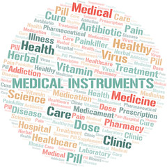 Obraz premium Medical Instruments word cloud collage made with text only.