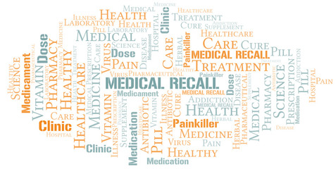 Fototapeta premium Medical Recall word cloud collage made with text only.