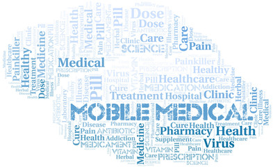 Fototapeta na wymiar Mobile Medical word cloud collage made with text only.