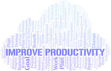Obraz premium Improve Productivity word cloud collage made with text only.