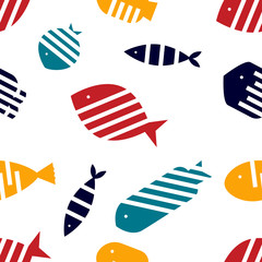 Cute fish.  Kids background. Seamless pattern.