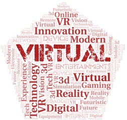 Virtual word cloud collage made with text only.