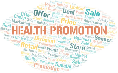 Obraz premium Health Promotion word cloud collage made with text only.