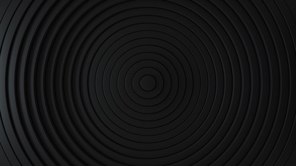 Abstract pattern of circles with the effect of displacement. Black clean rings. Abstract background for business presentation. Modern simple shape wave style. 3d render
