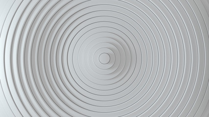 Abstract pattern of circles with the effect of displacement. White clean rings. Abstract background for business presentation. Modern simple shape wave style. 3d render