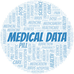Obraz premium Medical Data word cloud collage made with text only.