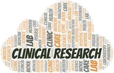 Obraz premium Clinical Research word cloud collage made with text only.
