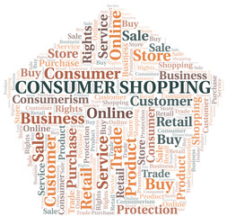 Obraz premium Consumer Shopping word cloud collage made with text only.