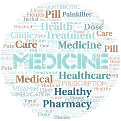 Fototapeta premium Medicine word cloud collage made with text only.