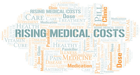 Rising Medical Costs word cloud collage made with text only.