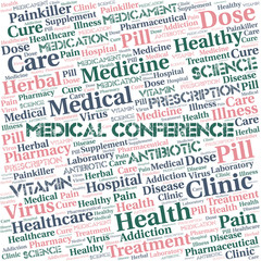 Medical Conference word cloud collage made with text only.