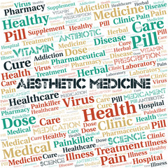 Aesthetic Medicine word cloud collage made with text only.