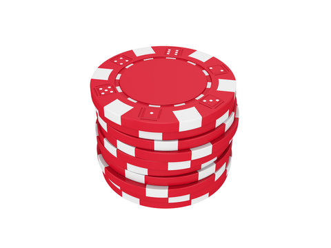 Stack Of Red Poker Chips, 3D Render