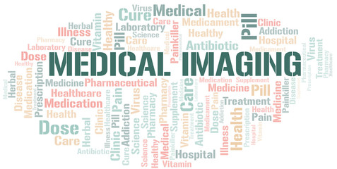 Medical Imaging word cloud collage made with text only.