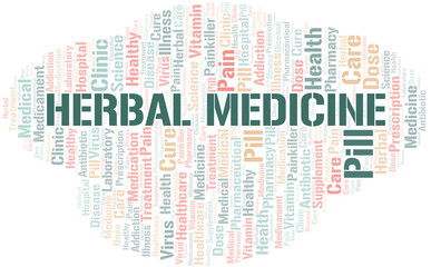 Herbal Medicine word cloud collage made with text only.