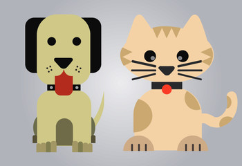 Mascotas de hogar perro y gato vectores Ilustración formas