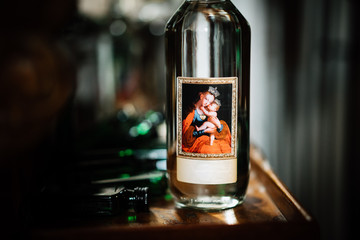 photo of a bottle of alcohol in the church