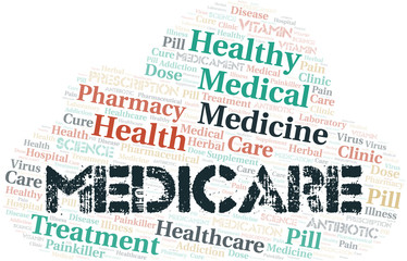 Obraz premium Medicare word cloud collage made with text only.