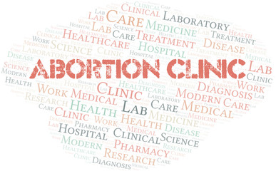 Abortion Clinic word cloud collage made with text only.