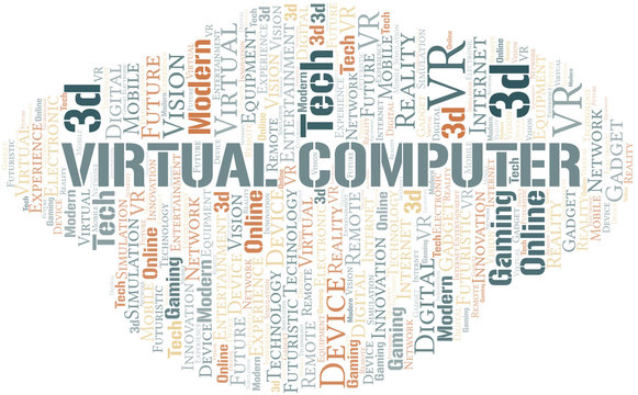 Virtual Computer word cloud collage made with text only.