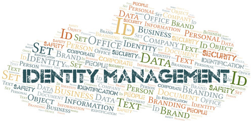 Identity Management word cloud collage made with text only.