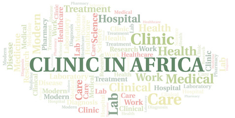 Clinic In Africa word cloud collage made with text only.