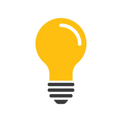 Idea icon, light bulb vector illustration. Electric lamp pictogram. Symbol of creativity and invention.