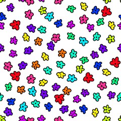 Cute pattern in a small flower. Little leave flowers. Colorful bright summer silhouette line drawing . Abstract seamless with leaves, poppies. Background composition template vector for modern style.