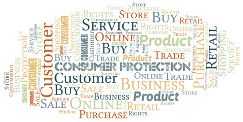 Obraz premium Consumer Protection word cloud collage made with text only.
