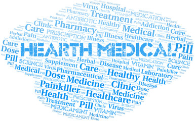 Hearth Medical word cloud collage made with text only.