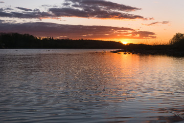 sunset over the river Wisła
