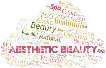 Fototapeta premium Aesthetic Beauty word cloud collage made with text only.