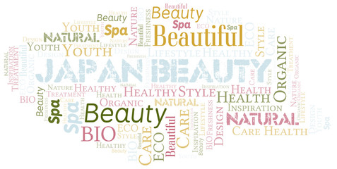 Obraz premium Japan Beauty word cloud collage made with text only.