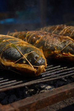 Traditional dish in Colombia, roasted Cabrito fish