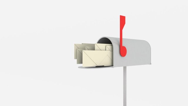 An abstract mailbox opens and letters flow from it in an endless stream. Business correspondence concept.