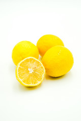 Fresh lemons shot on a white isolated background.