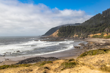 Beach and cliffs along the natural Oregon coast