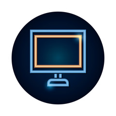 computer monitor icon, neon style