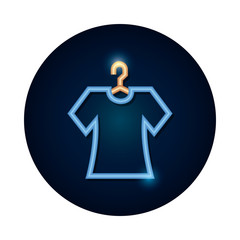 hanger with tshirt icon, neon style