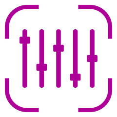 Equalizer slider icon in focus. White background